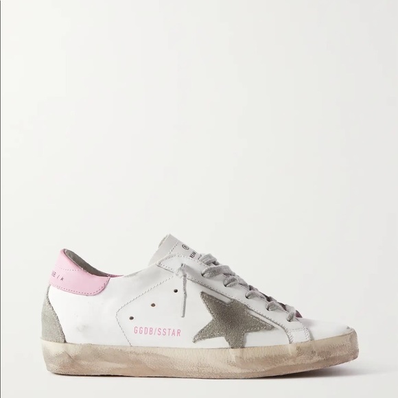 Golden Goose Superstar Sneaker White Leather/Pink Heel/Gray Star sz 38 NIB - Picture 2 of 15